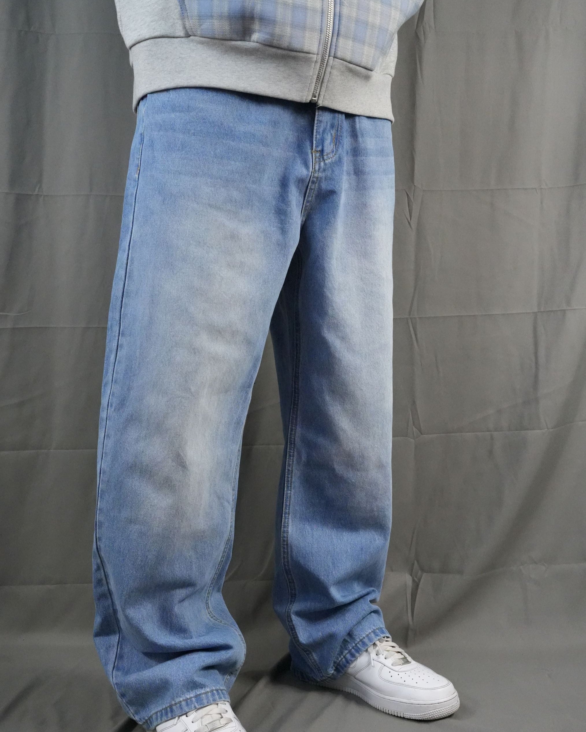 ALPHA POLARIS Relaxed Fit Light Wash Wide‑Leg denim Jeans