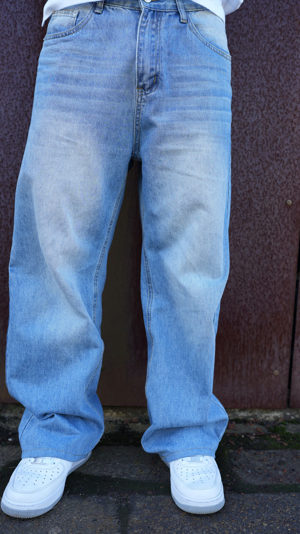 ALPHA POLARIS Relaxed Fit Light Wash Wide‑Leg denim Jeans