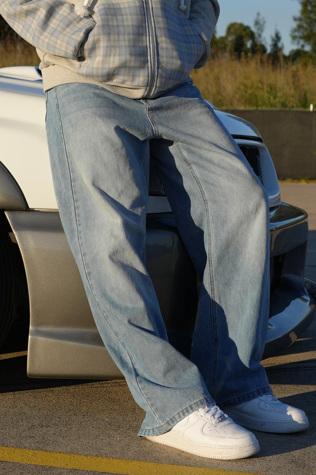 ALPHA POLARIS Relaxed Fit Light Wash Wide‑Leg denim Jeans