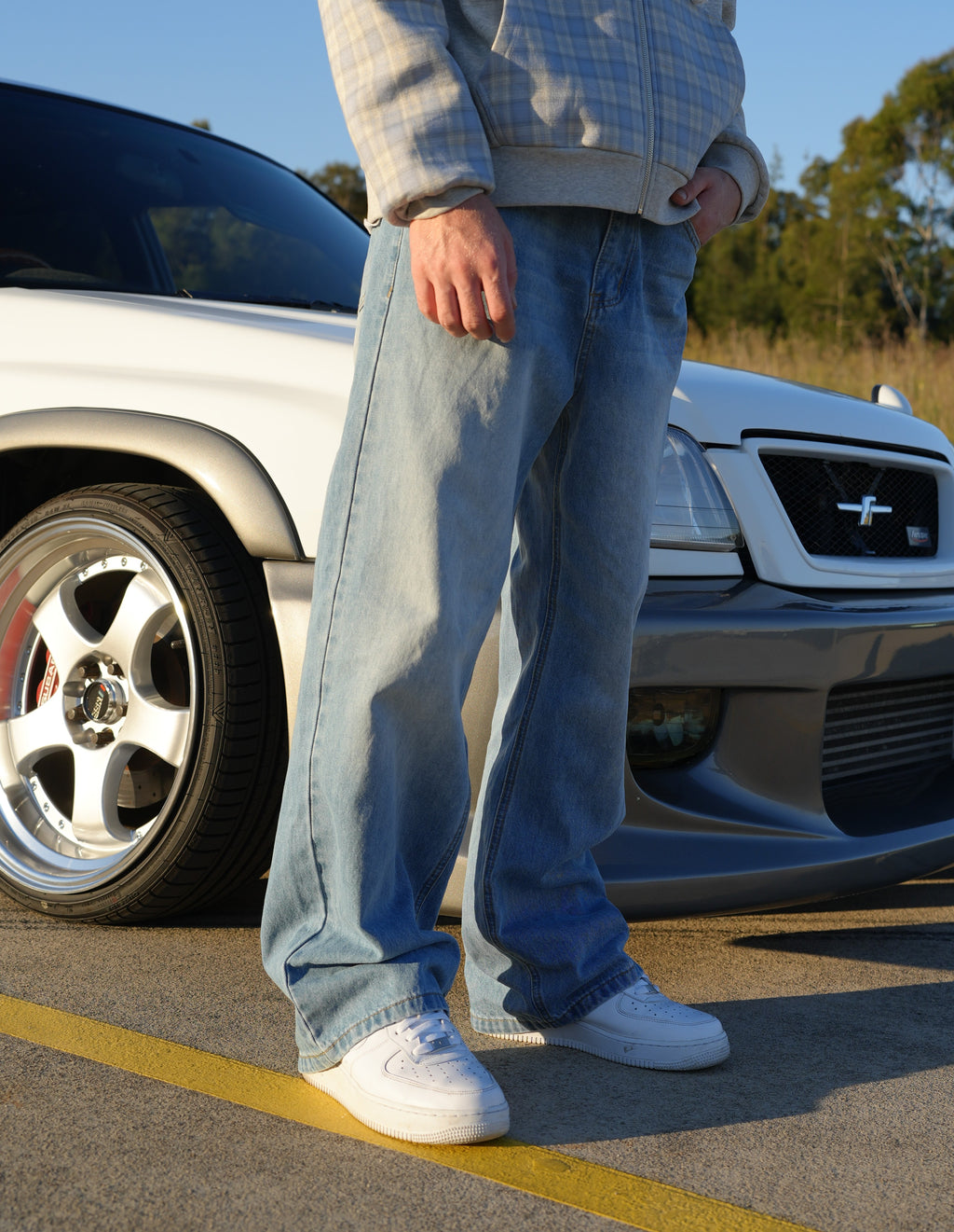 ALPHA POLARIS Relaxed Fit Light Wash Wide‑Leg denim Jeans