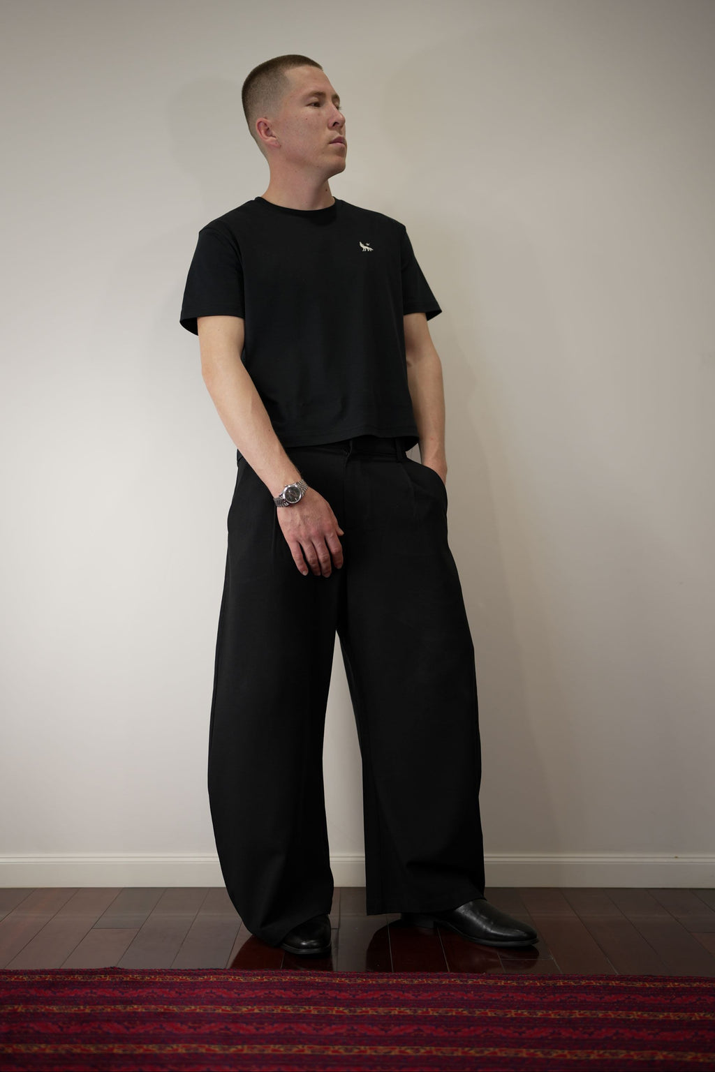 Alpha Polaris Wide-Leg Essential Pants– Black