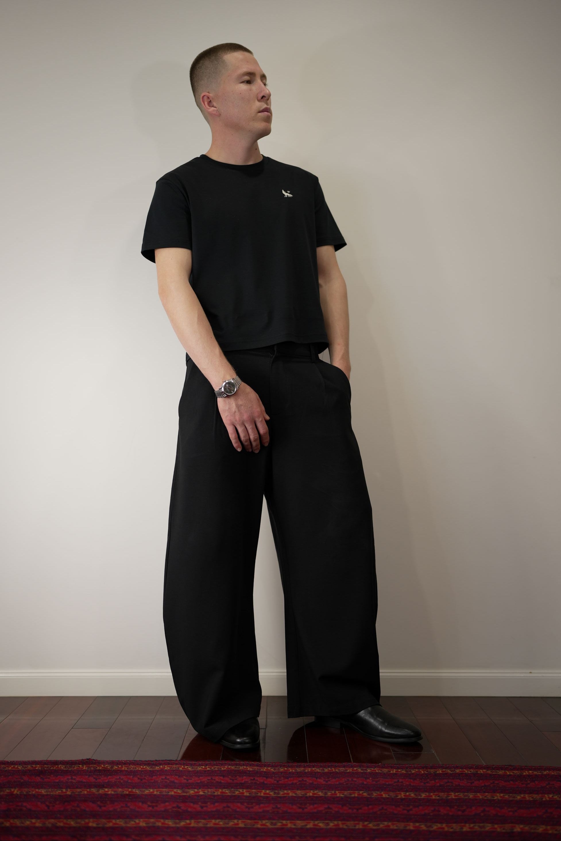 Alpha Polaris Wide-Leg Essential Pants– Black