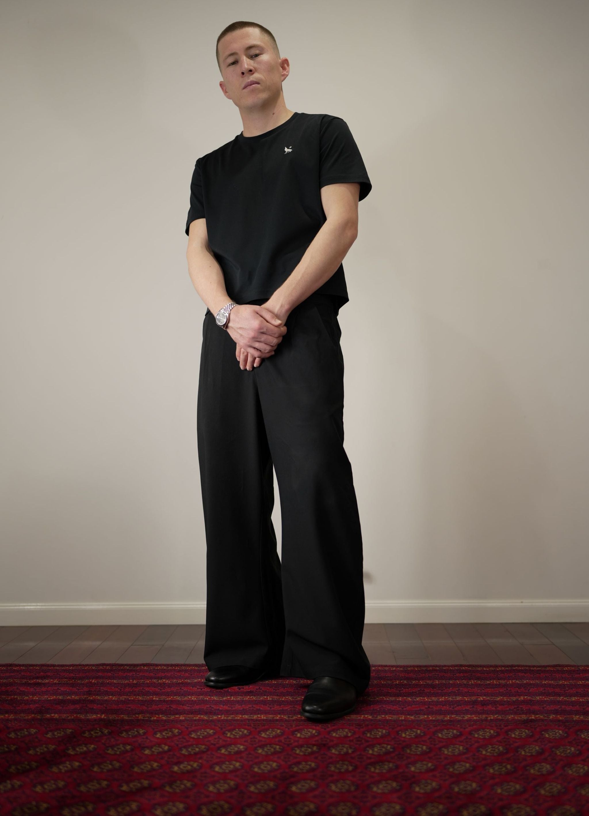 Alpha Polaris Wide-Leg Essential Pants– Black