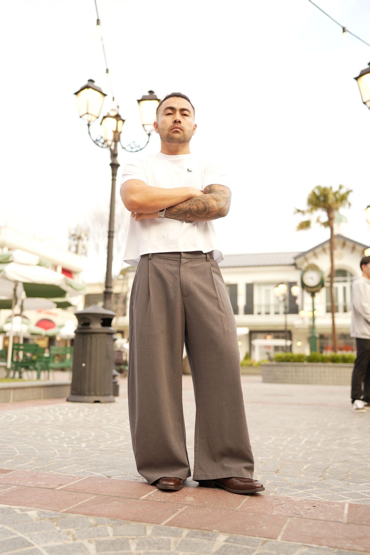Wide‑Leg Essential Pant – Grey