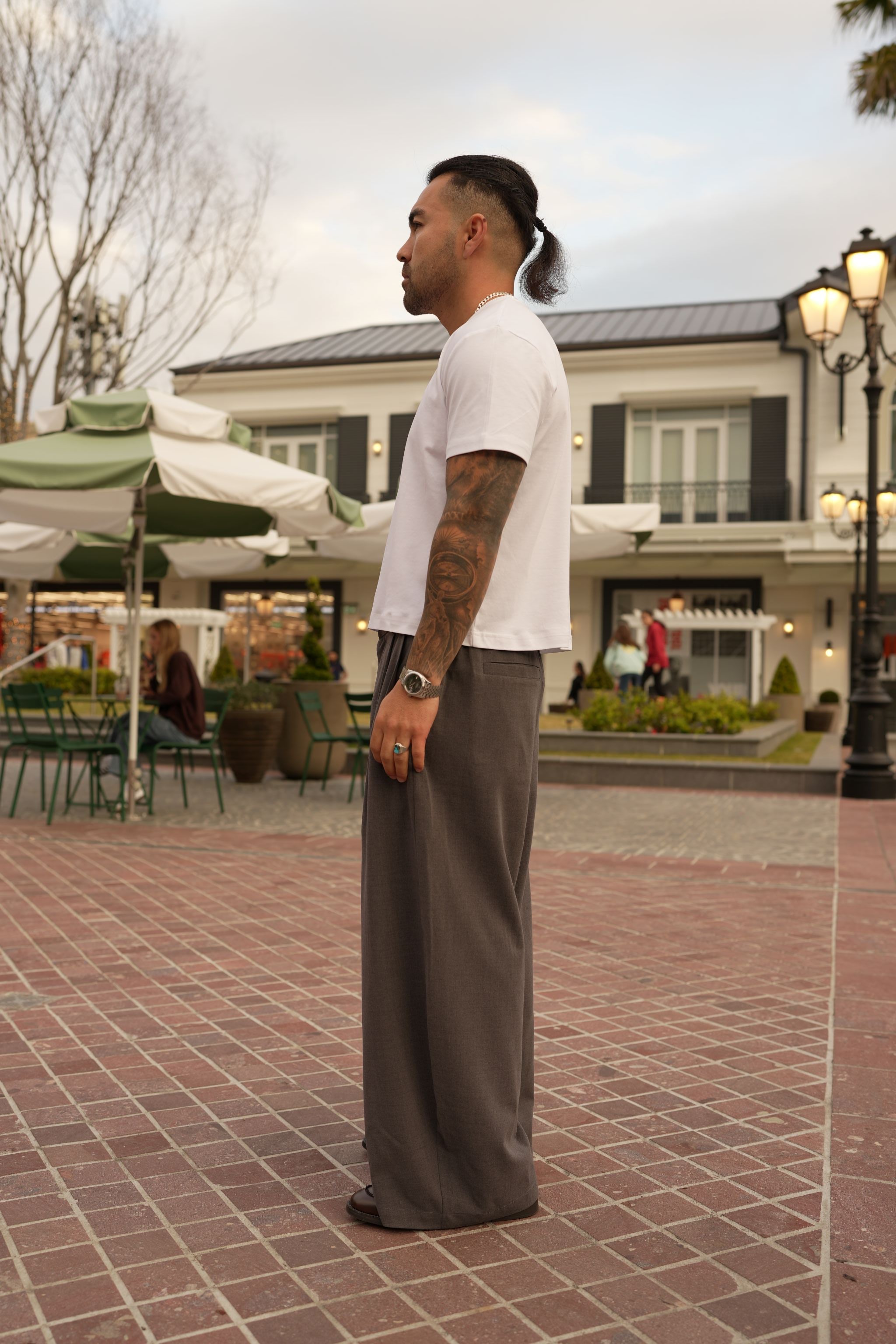 Wide‑Leg Essential Pant – Grey