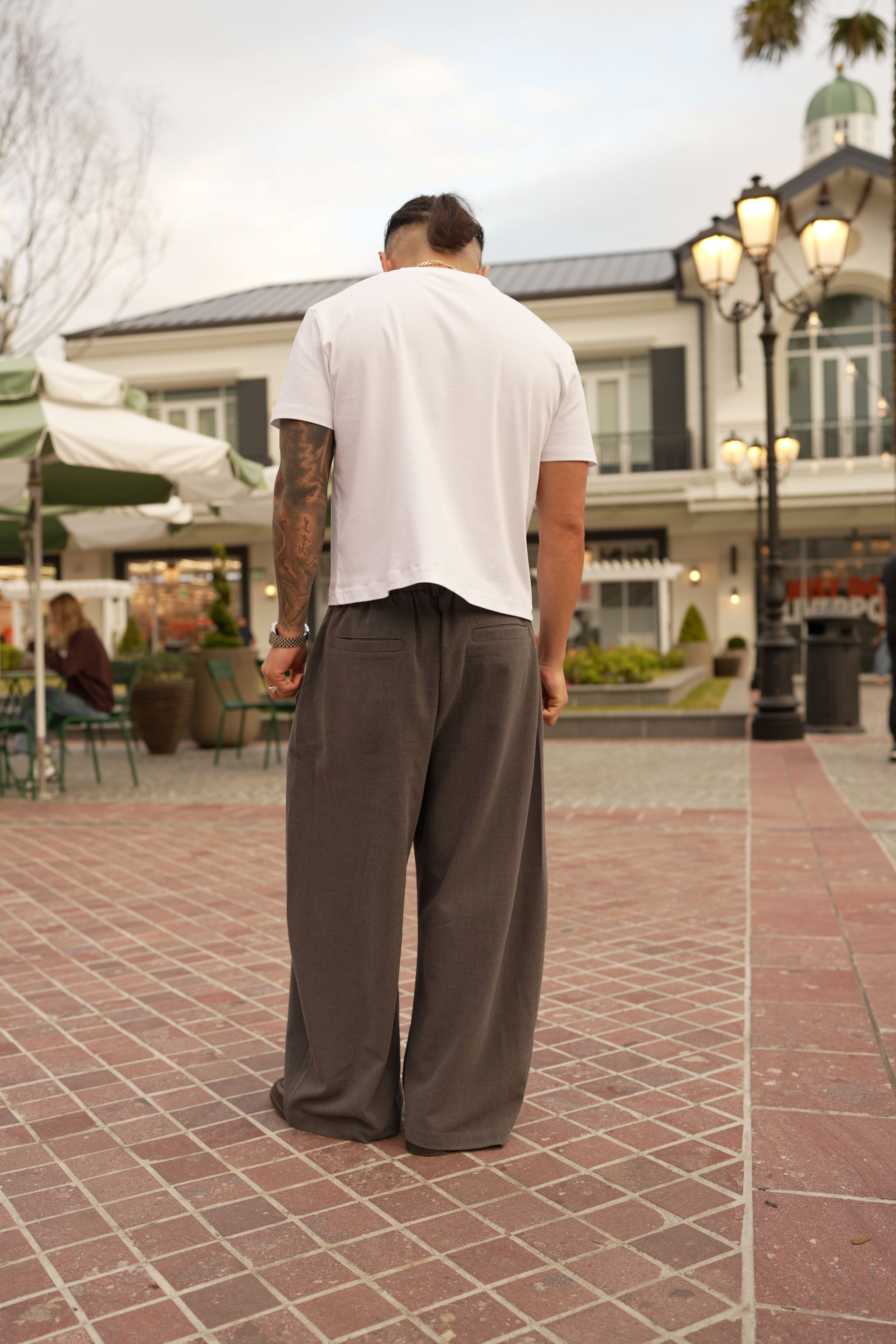 Wide‑Leg Essential Pant – Grey
