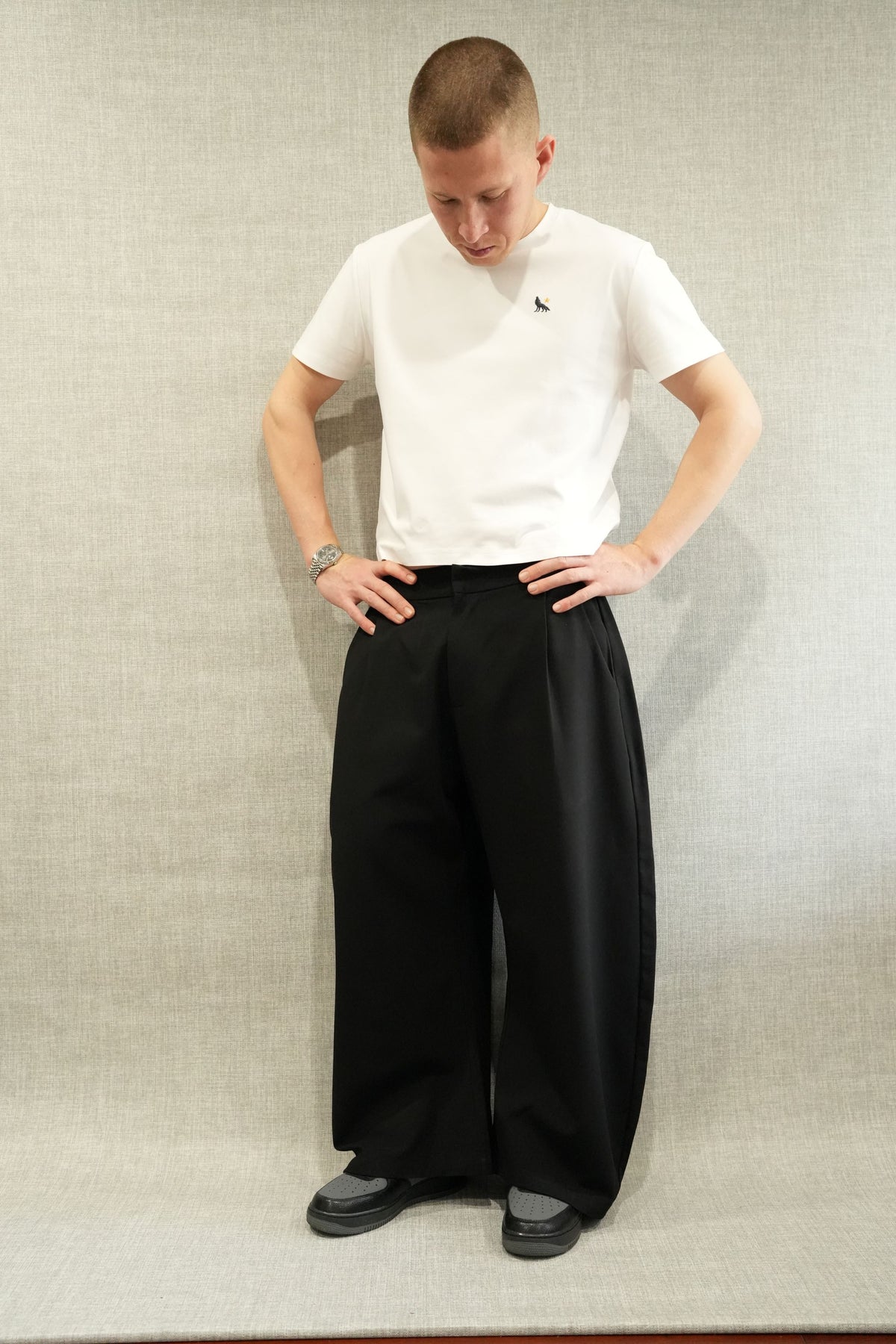 Alpha Polaris Wide-Leg Essential Pants– Black