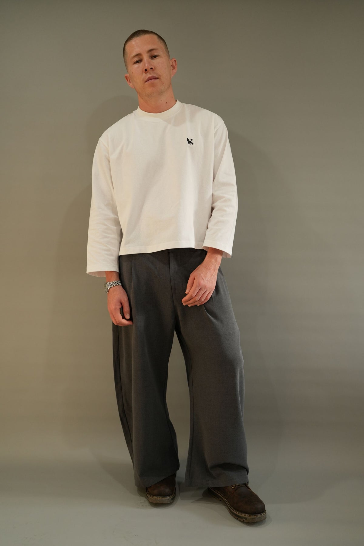 Wide‑Leg Essential Pant – Grey
